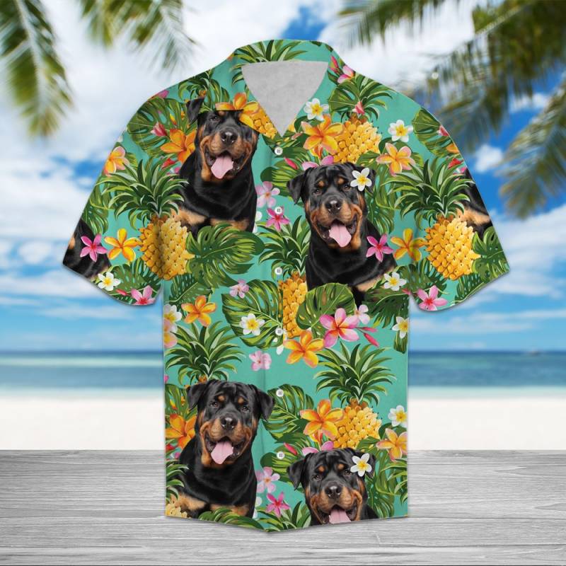 Tropical Pineapple Rottweiler Hawaiian Shirt Ha73974