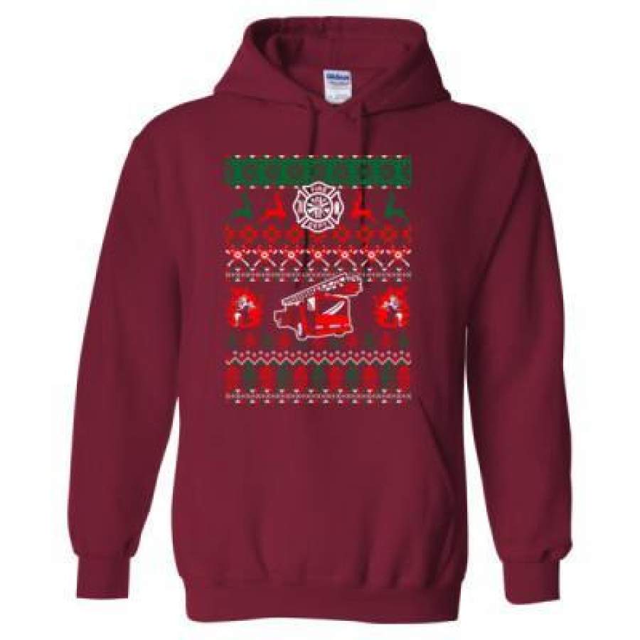 AGR Firefighter Ugly Christmas Sweater Xmas – Heavy Blend™ Hooded Sweatshirt