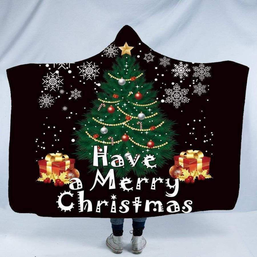 “Have Merry Christmas” Printed Thick Double Hooded Blanket Christmas Gift Ideas