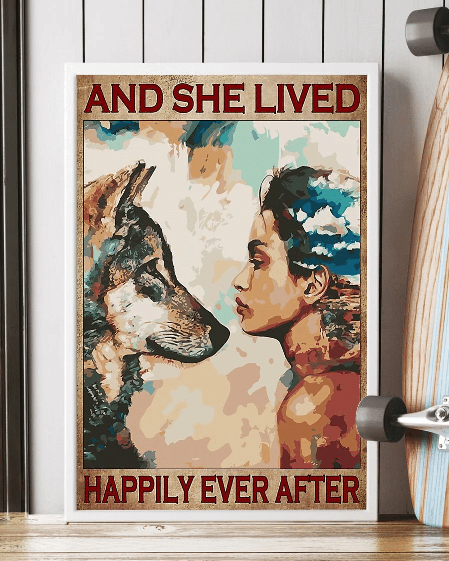 Wolf Poster Canvas – And She Lived Happily Ever After Vintage Home Decor Wall Art Evg81623