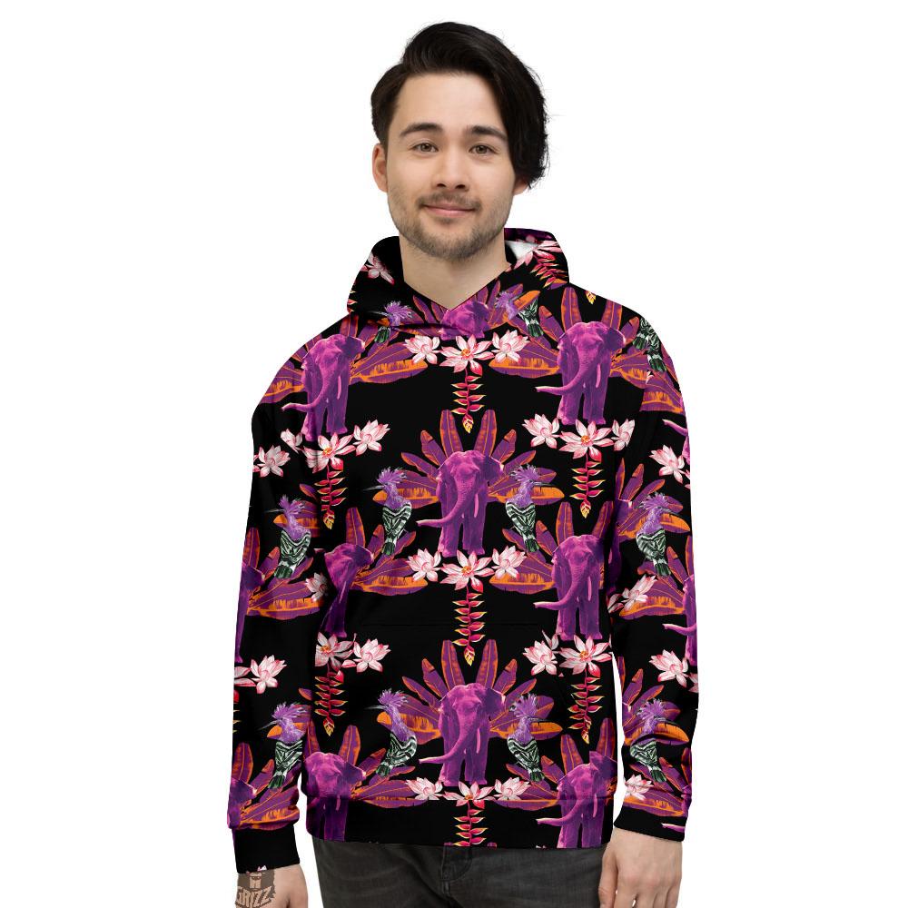 Elephant Tropical Purple Print Pattern Men’S Hoodie