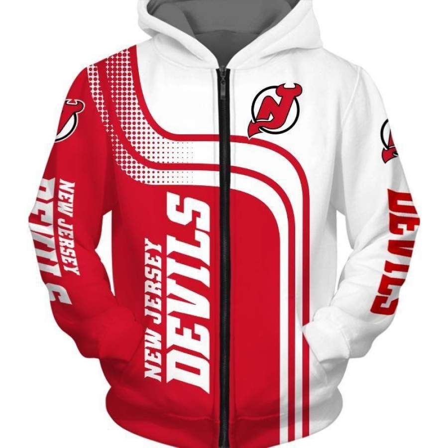 New Jersey Devils Zip Up Hoodie Unisex 3D All Over Print