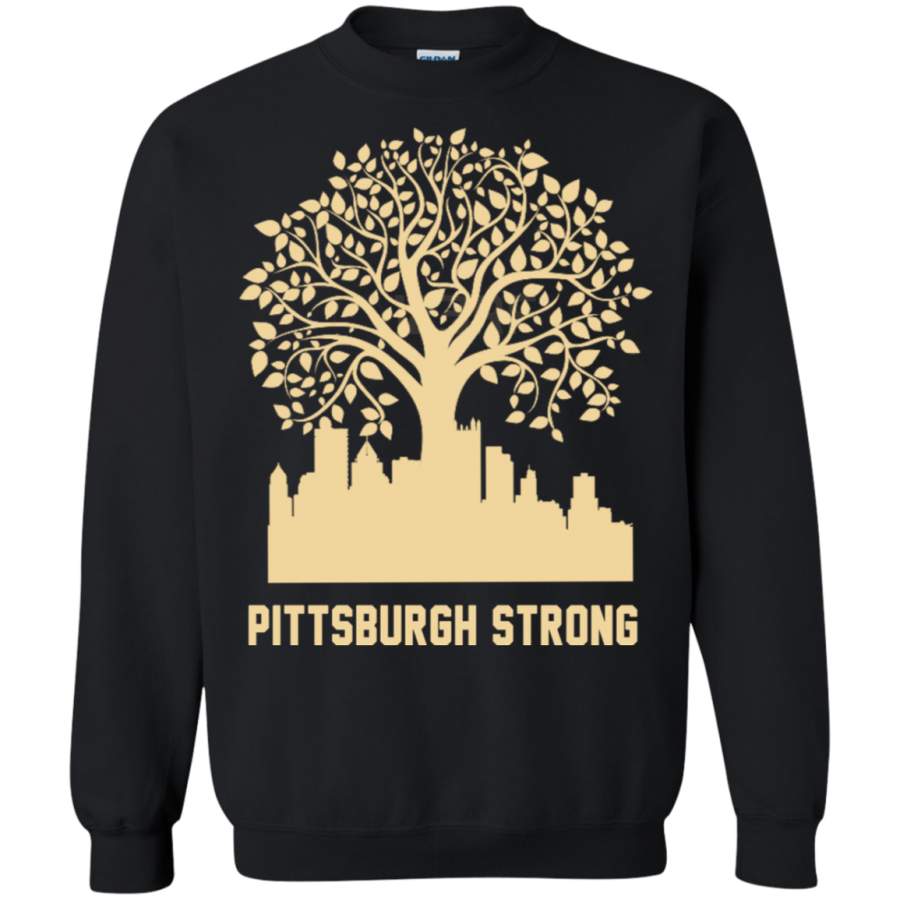 AGR Pittsburgh Strong Tree Of Life Shirt G180 Gildan Crewneck Pullover Sweatshirt  8 oz.