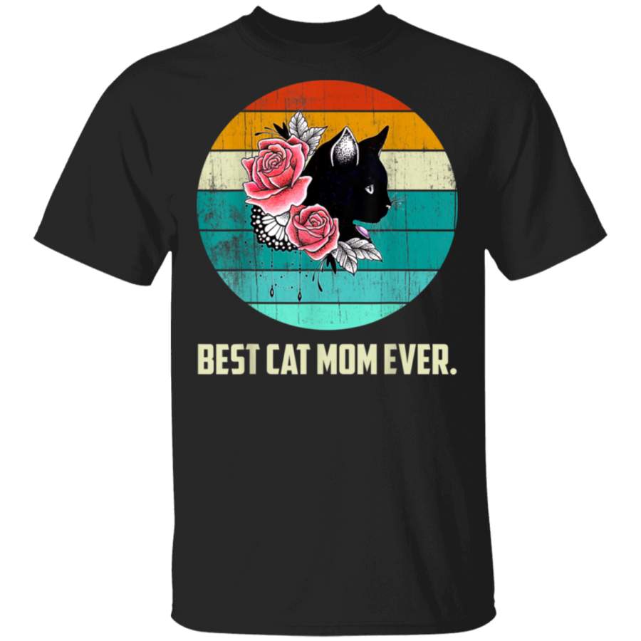 Vintage Best Cat Mom Ever TShirt Funny Cats Lady Family Gift T-Shirt