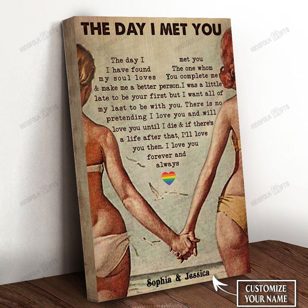 Lesbian Beach Couple The Day I Met You Personalized Canvas Poster Wall Art, Poster Print, Canvas Print Wall Decor