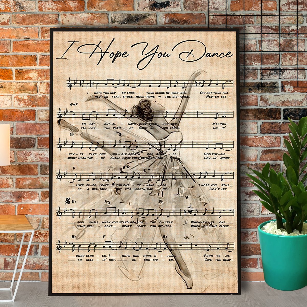 Ballet I Hope You Dance Music Sheet Vintage Poster No Frame