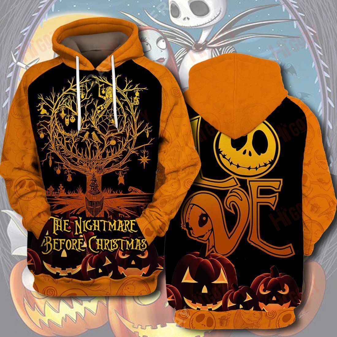 Baeelly™ Nightmare Halloween Tree Love All Over Print Hoodie T-Shirt- Mt663