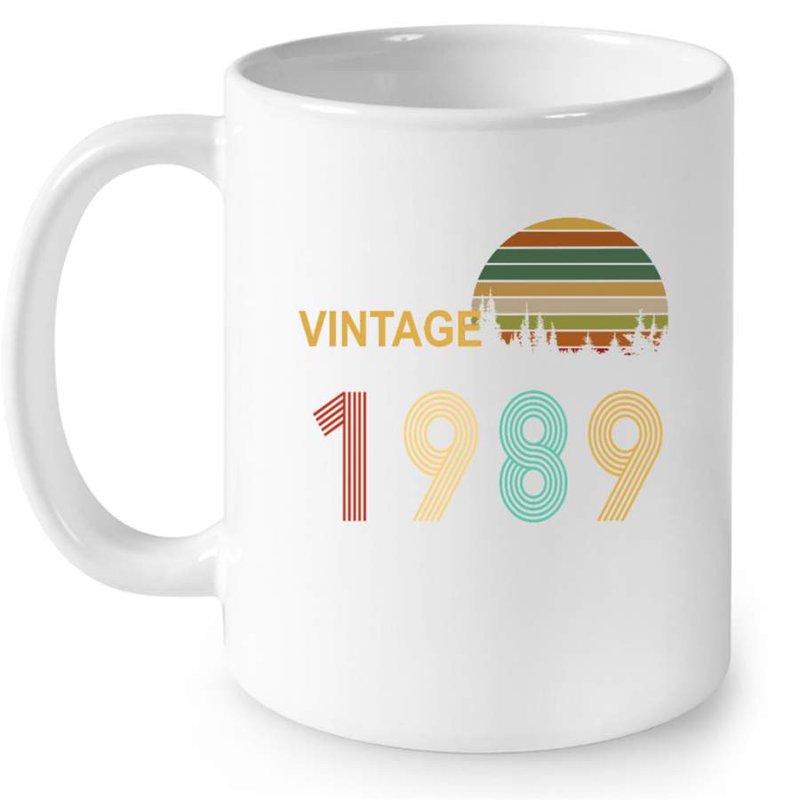 Vintage 1989, Birthday Gift, Retro Classic – Full-Wrap Coffee White Mug