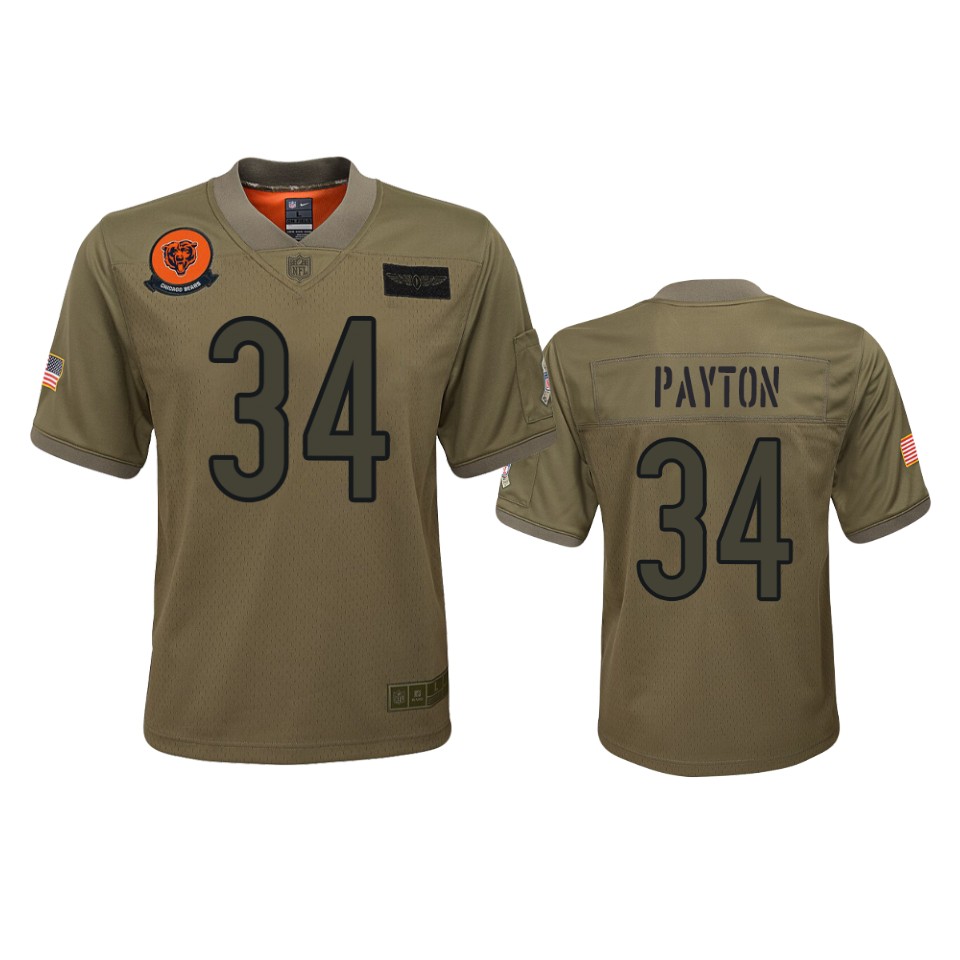 Youth Chicago Bears Walter Payton Camo 2019 Salute To Service Game Jersey