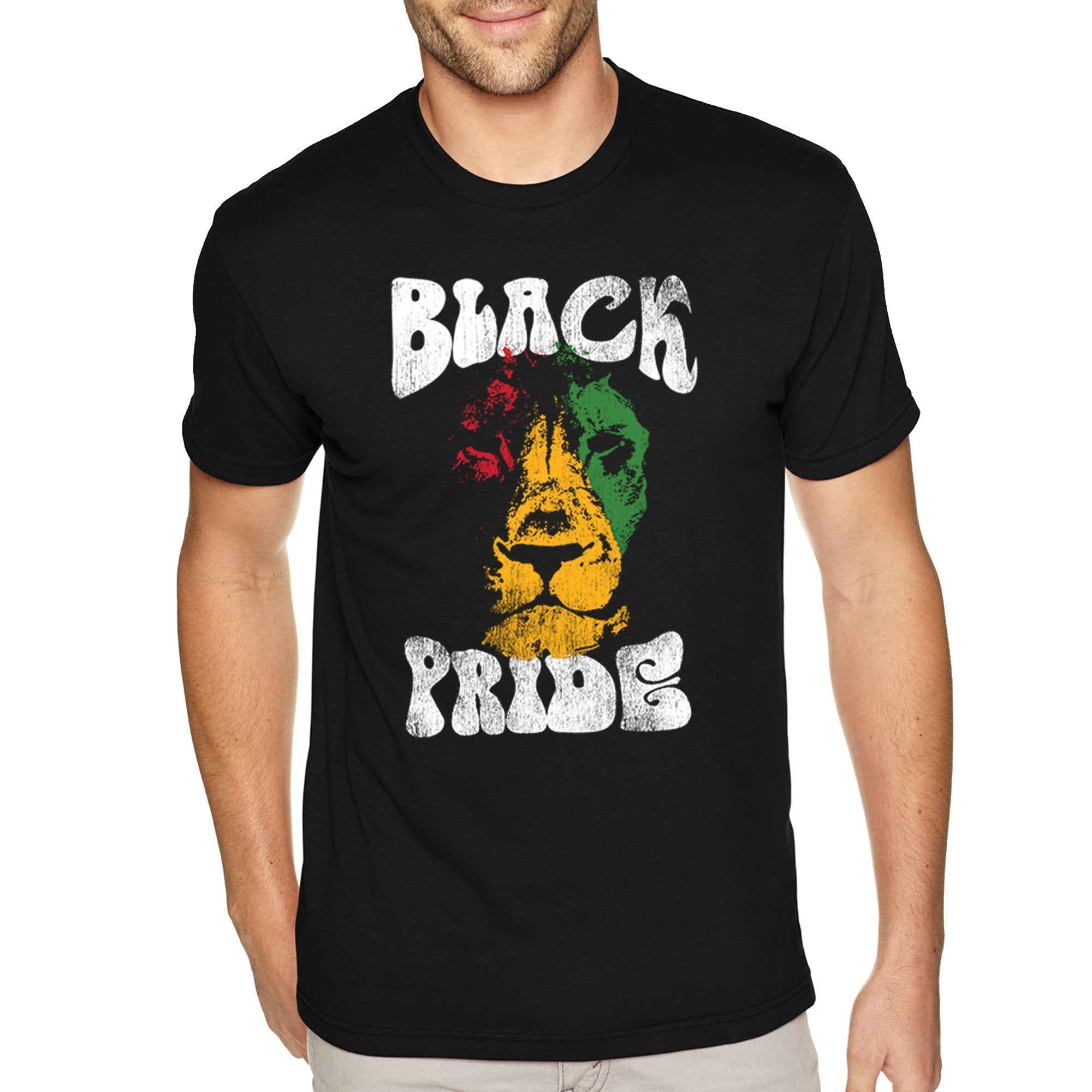 Xtrafly Apparel Men’S Tee Black Pride Lion African Rasta Rastafari Animal Safari Jamaican Blm Lives Matter Tiger Jungle Zoo Crewneck T-Shirt