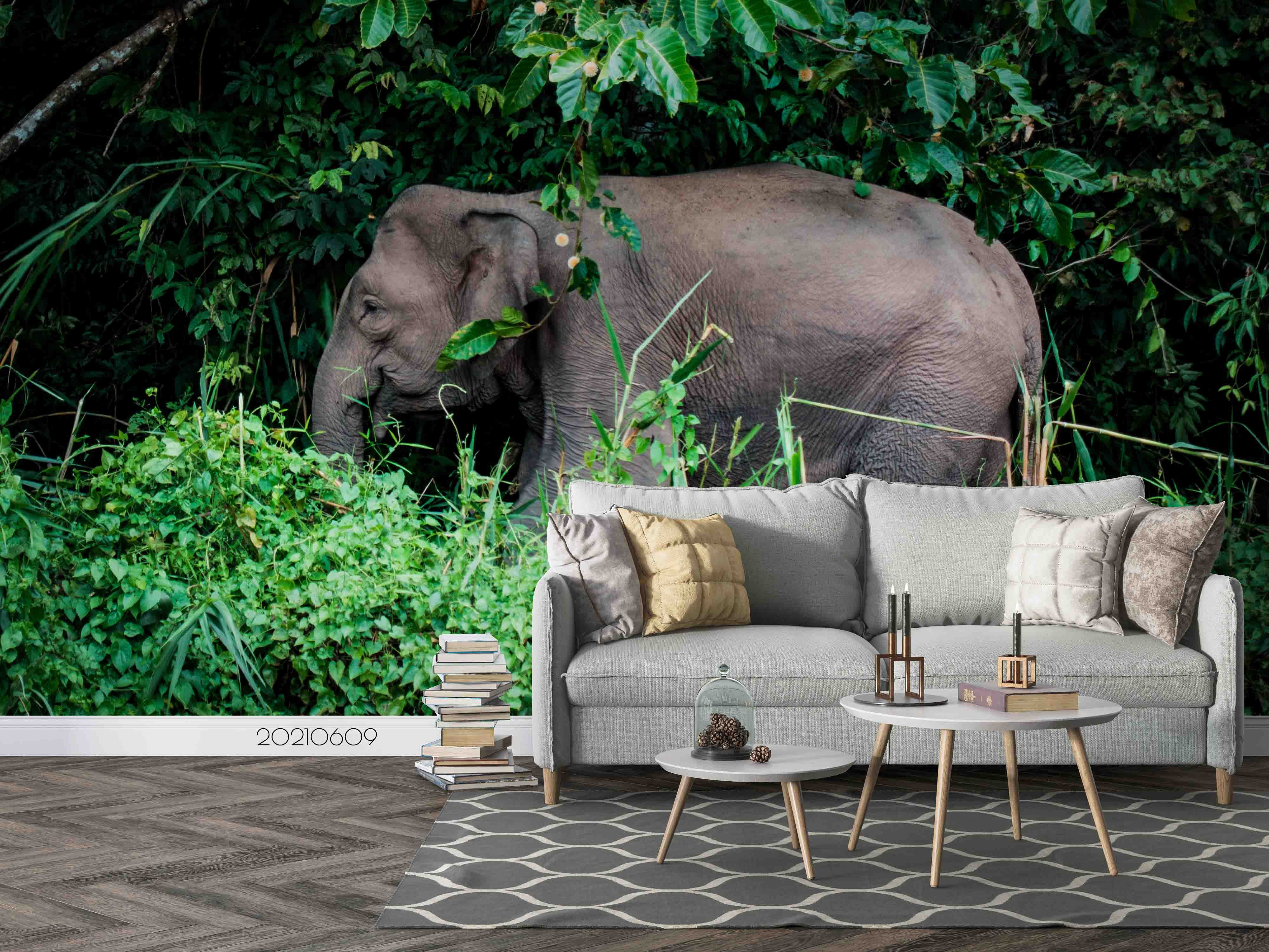 3D Forest Elephant Animal Wall Mural Wallpaper Sww1743