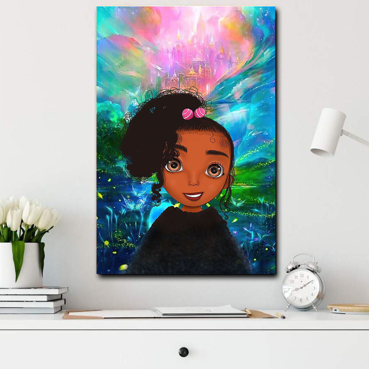 African American Poster Black Girl Cute Chibi African Inspired Home Decor