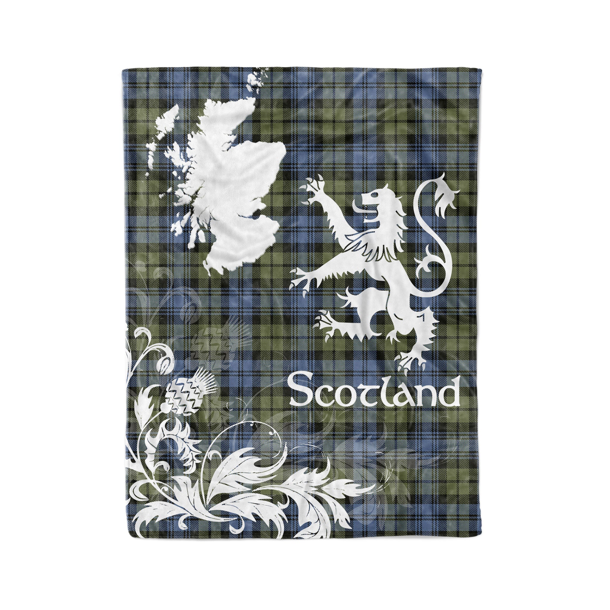 Tartan Plaid Fleece Blanket Tartan Blanket Thistle And Lion Scottish Clan Campbell Faded Plaid Blanket