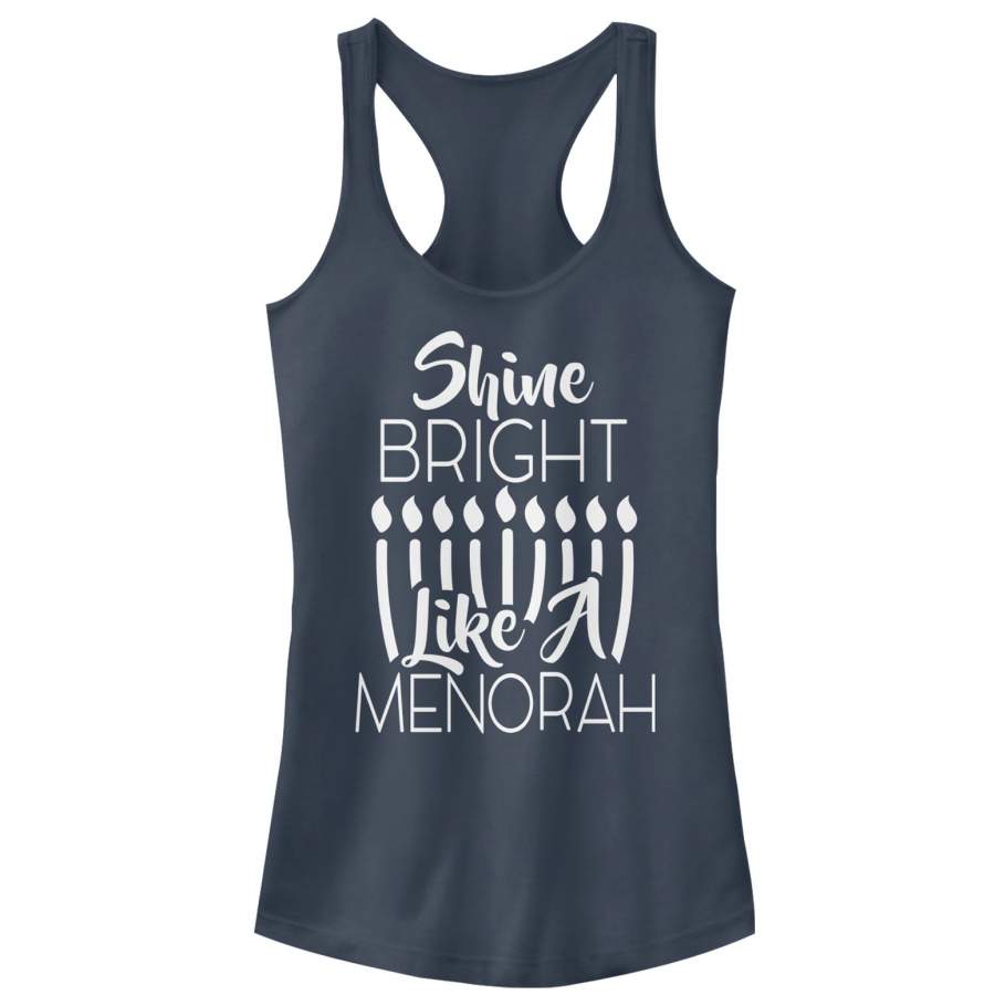 CHIN UP Junior’s Hanukkah Bright Menorah  Racerback Tank