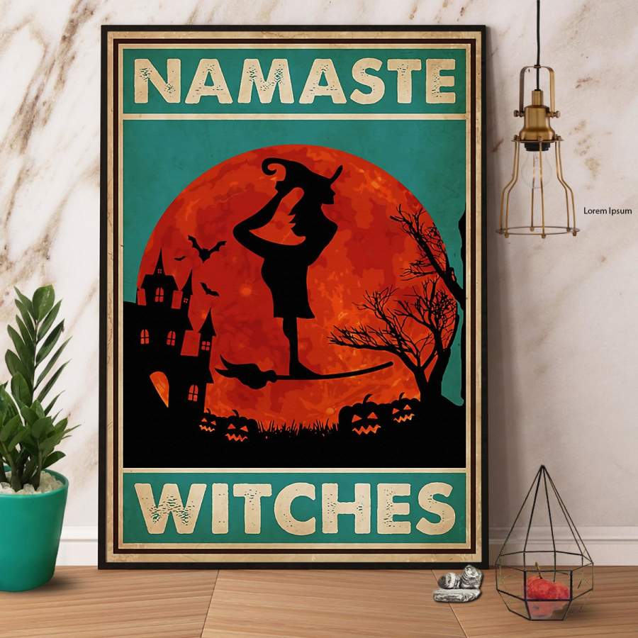 Witch Namaste Witches Halloween Gift Paper Poster No Frame/ Wrapped Canvas Wall Decor Full Size