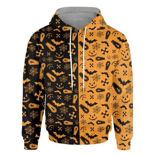 Halloween Party All Over Print Hoodie For Men & Women, Black And Orange Halloween Spooky Hoodie, Best Halloween Hoodie Gift For Halloween Day