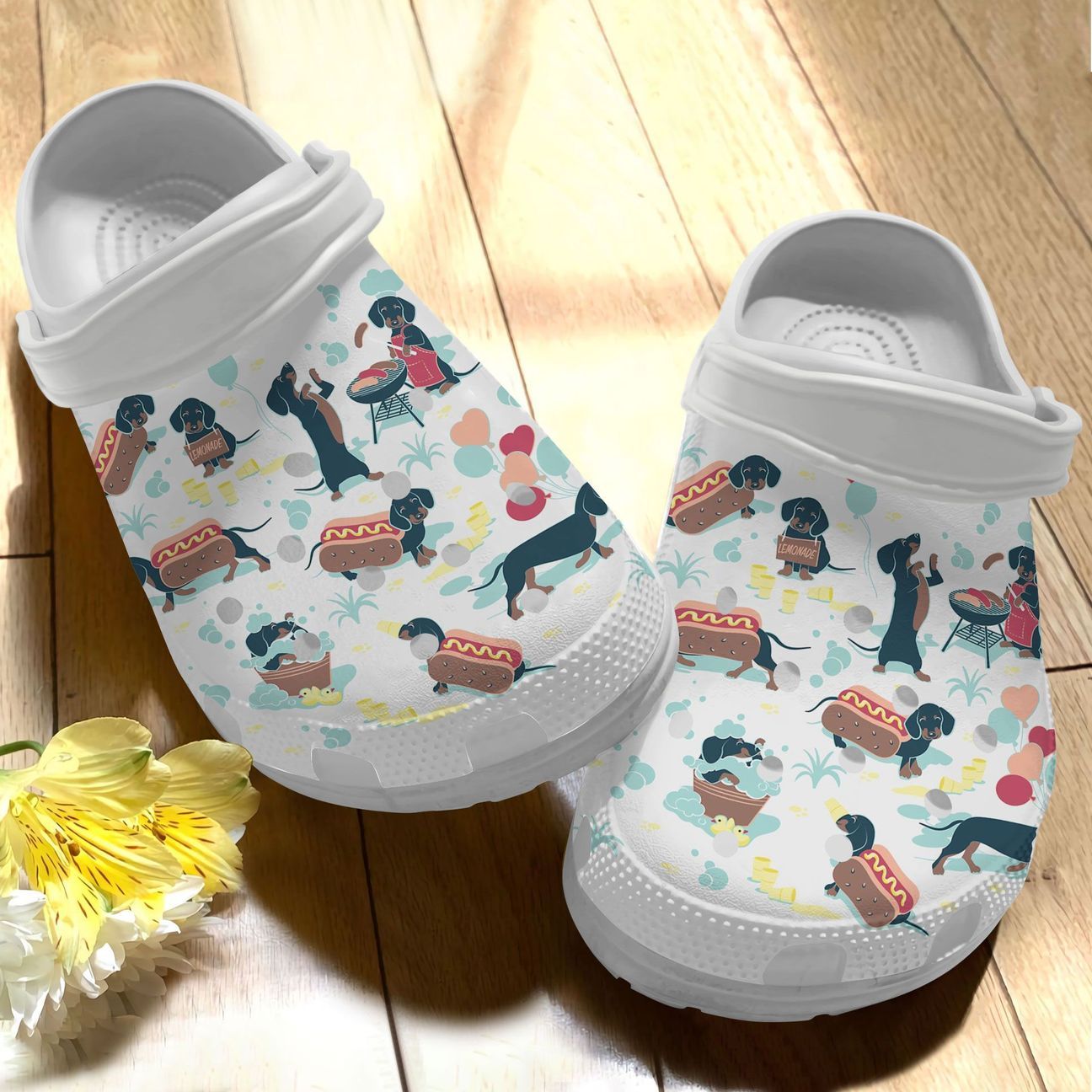 Dachshund Personalized Clog, Custom Name, Text, Color, Number Fashion Style For Women, Men, Kid, Print 3D Hotdogs