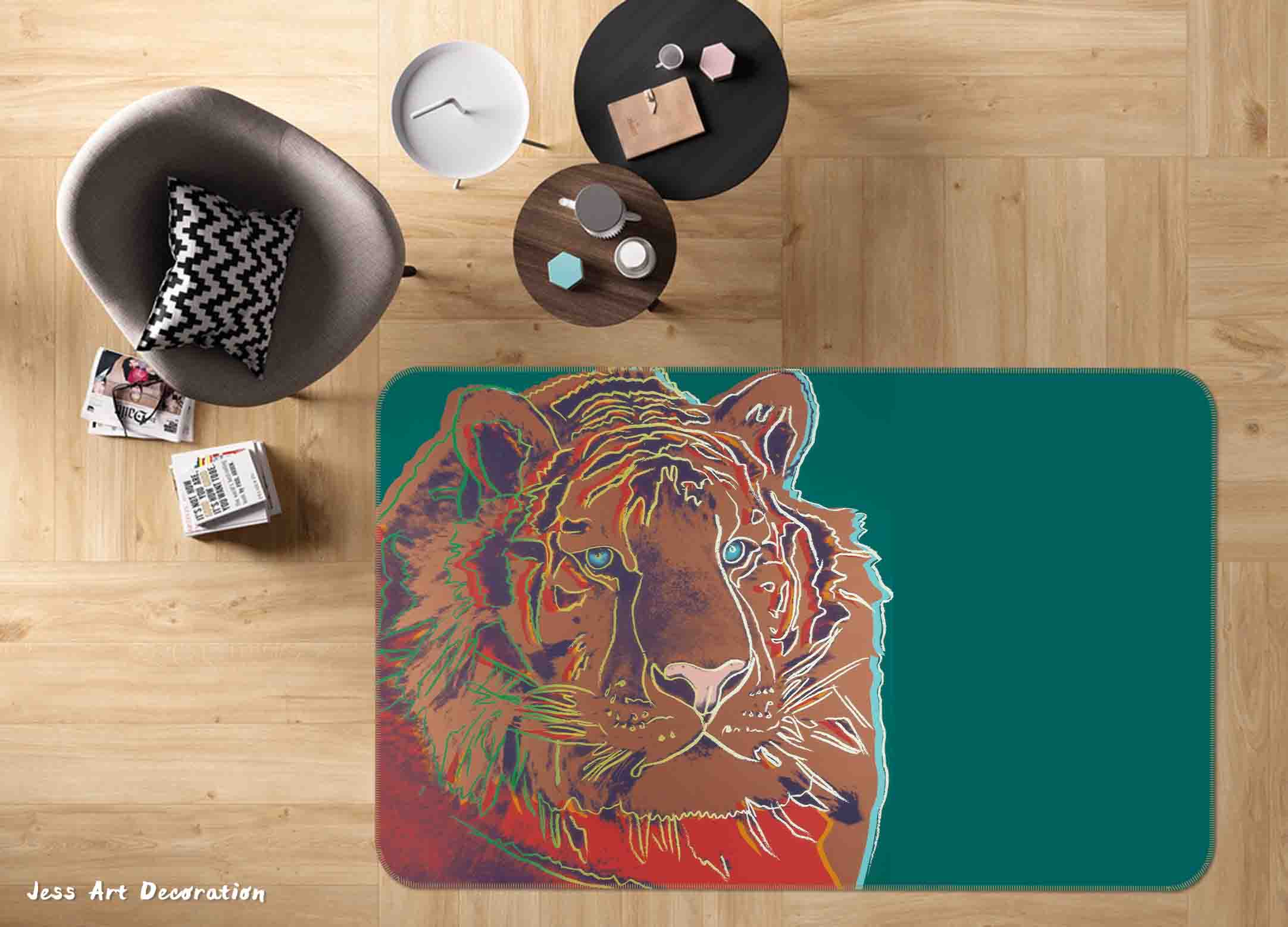 3D Graffiti Artists Works Tiger Non-Slip Rug Mat A252 Lqh