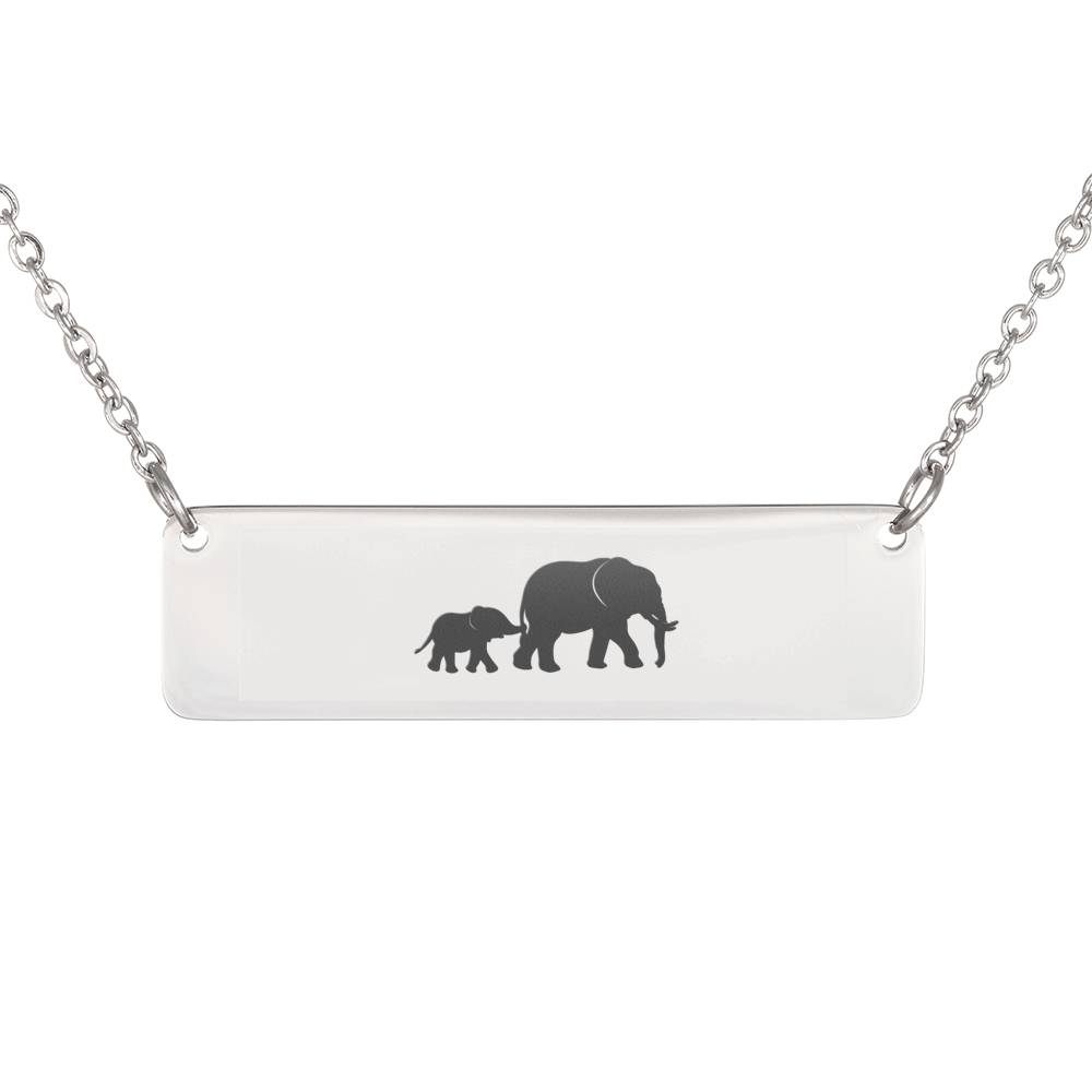 Personalized Mom Elephant + 1 Baby – Necklace