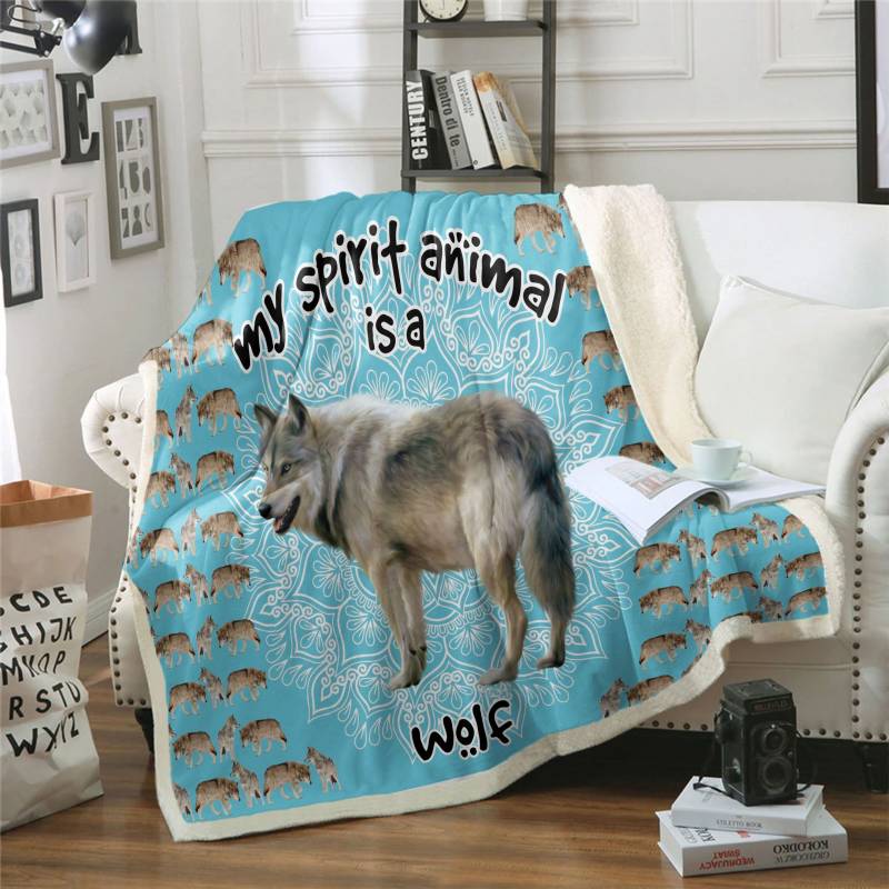 Wolf Is My Spirit Animal CLH2312433F Sherpa Fleece Blanket