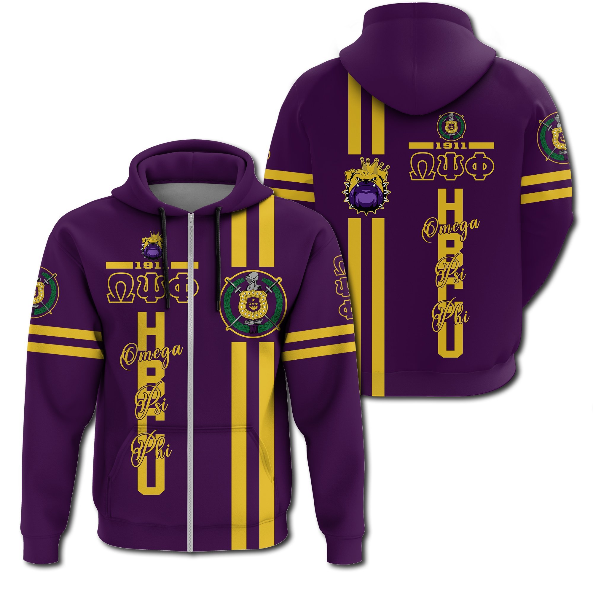 Masonstars Hoodie – HBCU Omega Psi Phi Bulldog Zip Hoodie J5