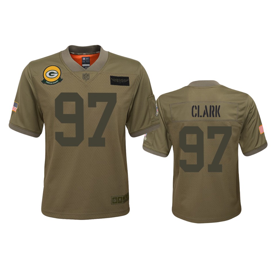 Youth Green Bay Packers Kenny Clark Camo 2019 Salute To Service Game Jersey