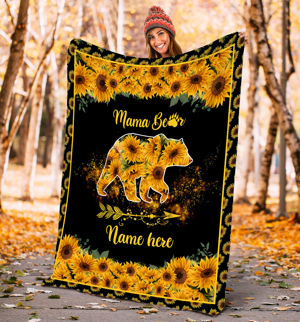 [Personalized Name] Mama Bear Winter – Unique Gifts Ideas For Home Decor Gifts For Family – Fleece Blanket Sherpa Blanket