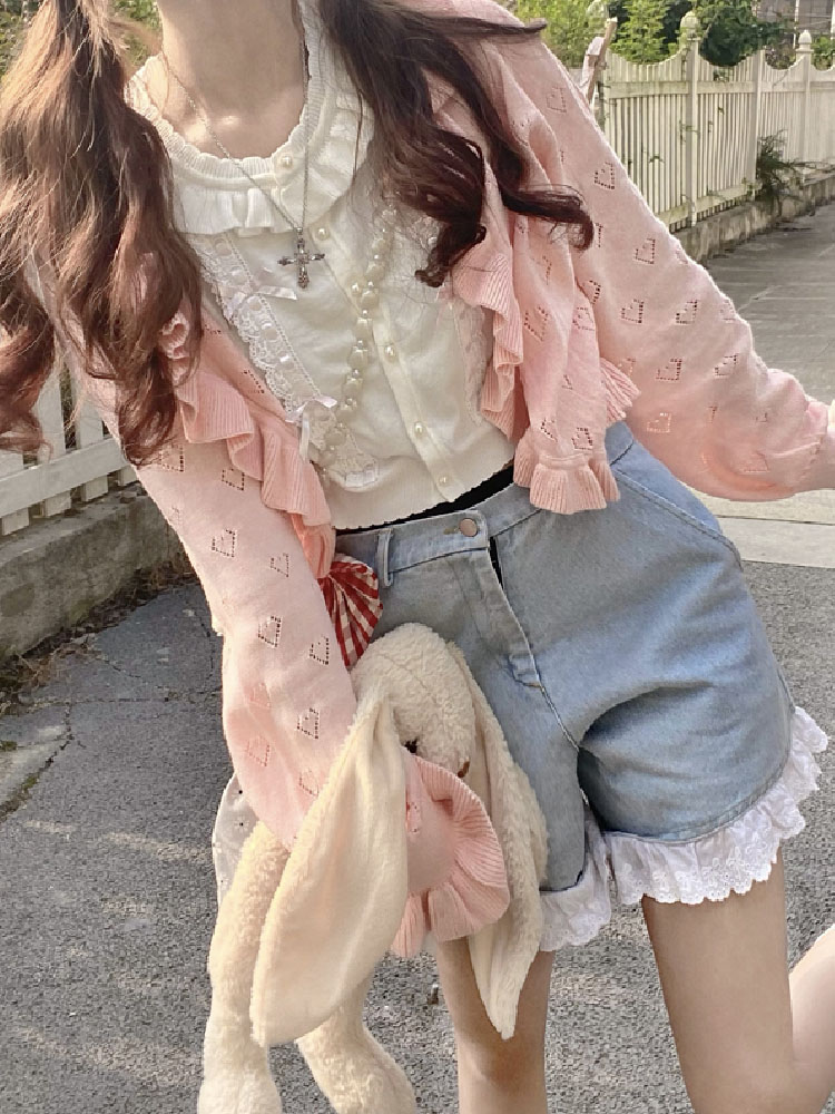 Sweet Kawaii Soft Girl Cute Cardigan Women Sweater For Tops Japanese Women Solid Color Long Sleeve Button Lolita Knitted Shawl alx