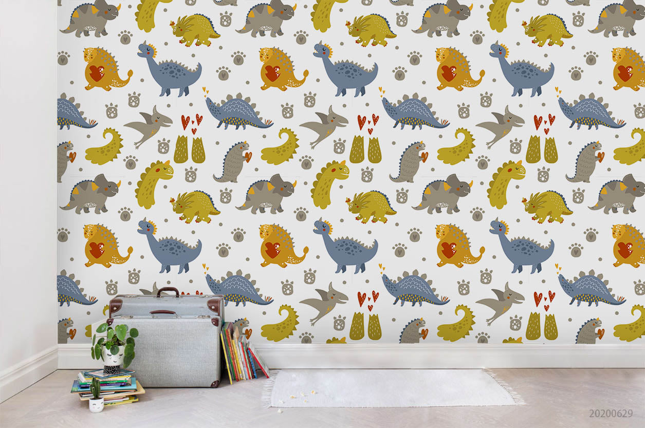 3D Hand Painted Dinosaurs Wall Mural Wallpaper A357 Lqh