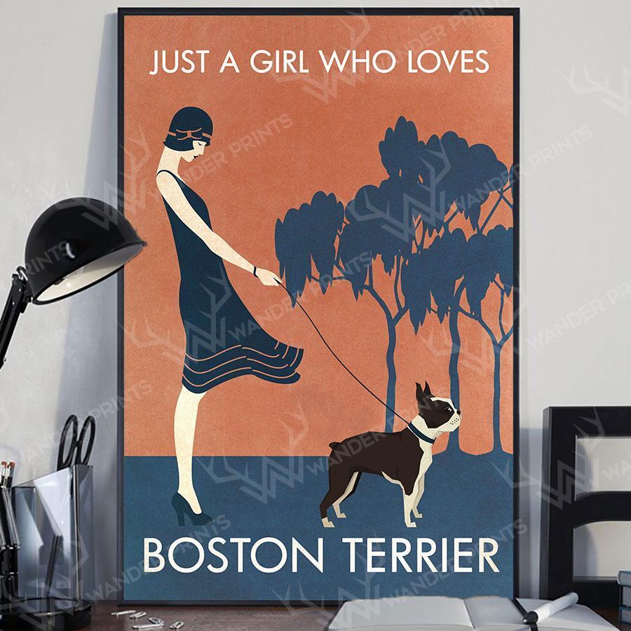 Vintage Girl Who Loves Boston Terrier – Poster