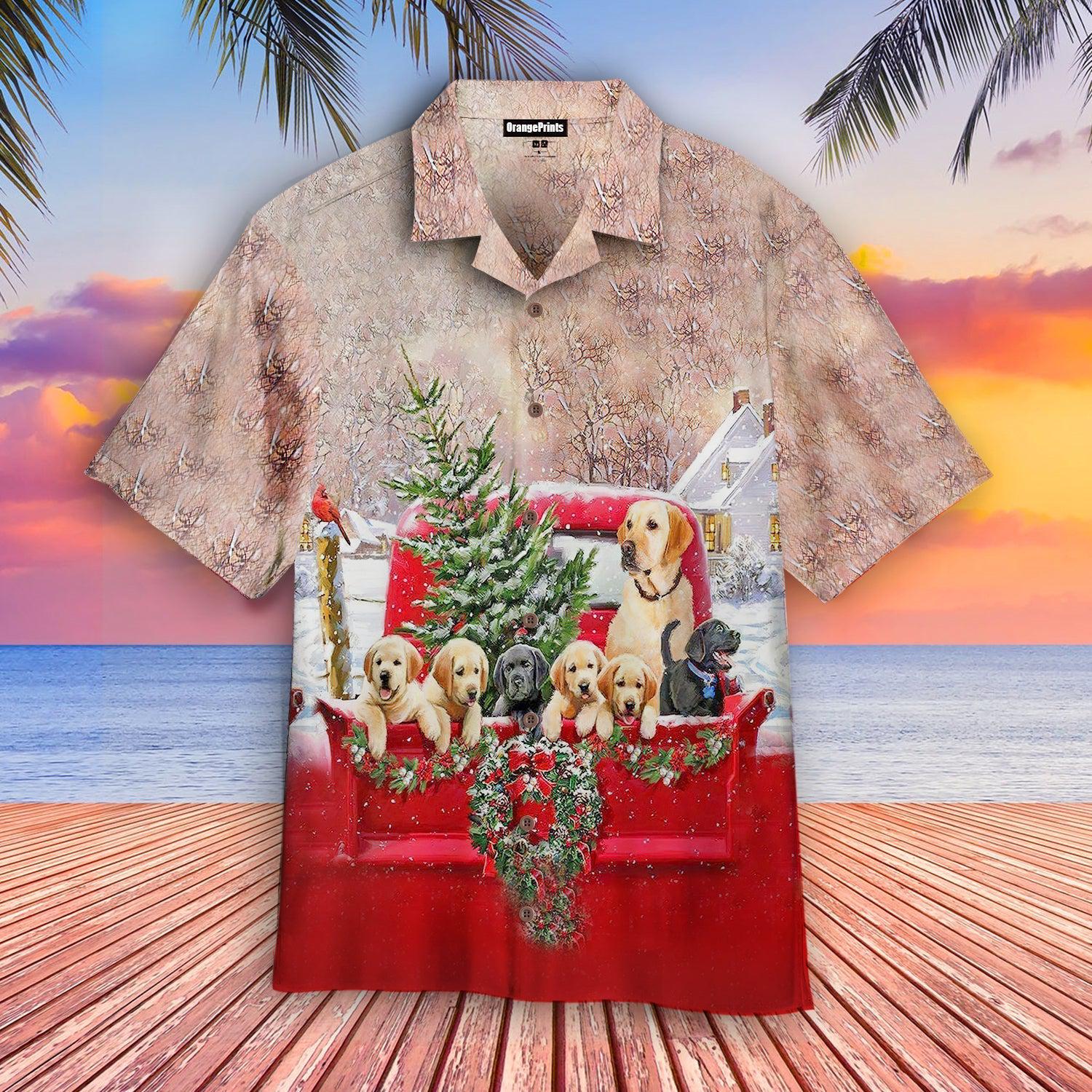 Labs In Old Red Truck Xmas Is Coming Hawaii Shirt For Men Women Ha38462