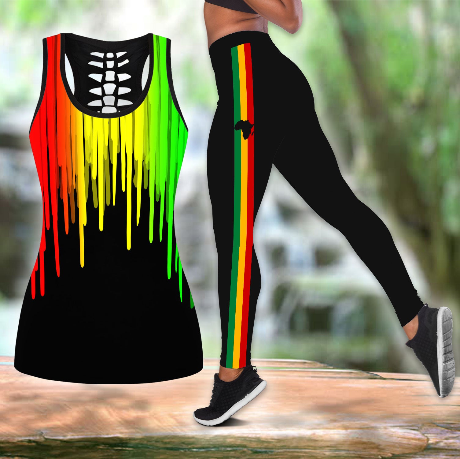 ViticStore™ African, Africa Flag, R.Y.G All Size 3D All Over Print Leggings and Tank Top