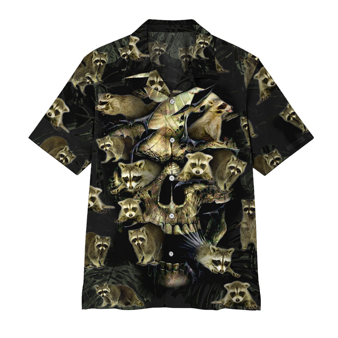 Gearhumans Raccoon Skull Hawaiian Shirt Ha35245