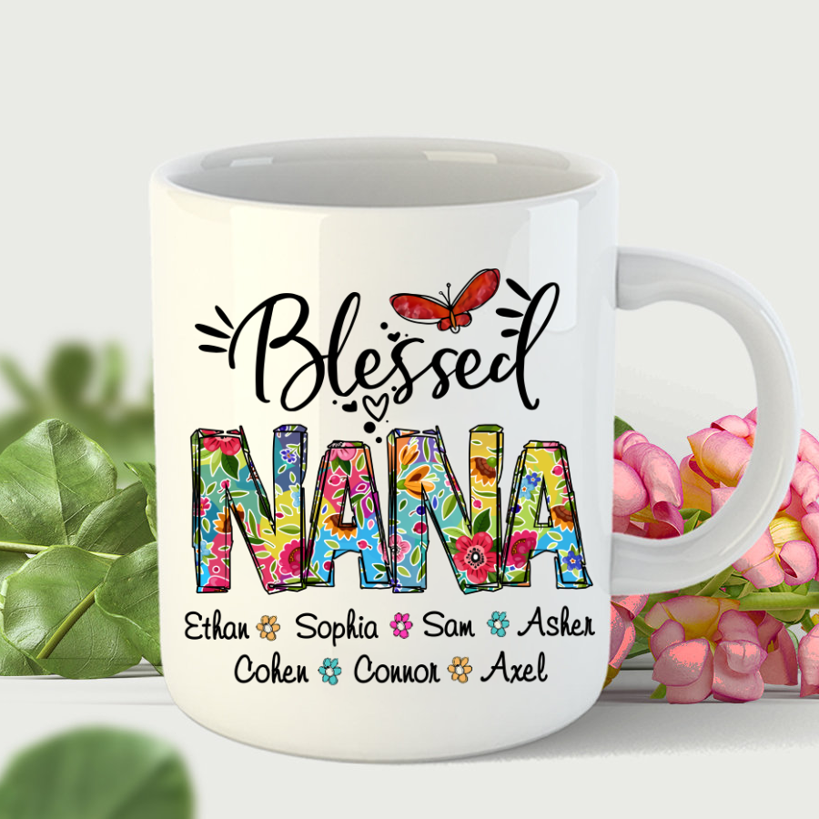 Blessed Nana Grandklids Flower Colorful Mug