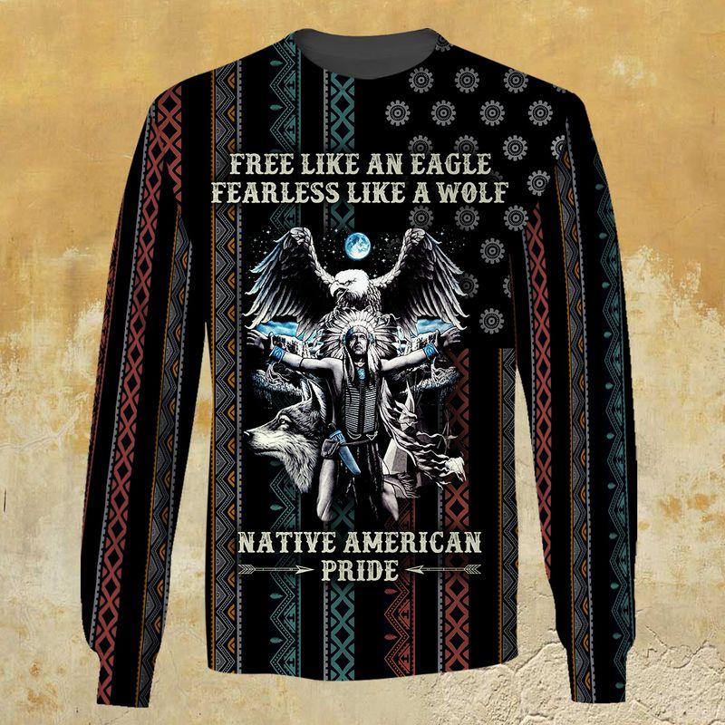 Free Like An Eagle Fearless Like A Wolf Vintage Shirts 3D Sweatshirt