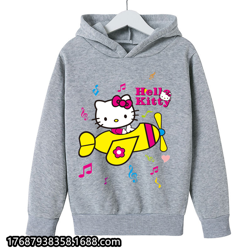 2023 Hello Kitty Hoodie Kids Clothes Boys Fashion Hello Kitty Pullover Oversized Hoodie Sweatshirt Coat Girls Clothing alx