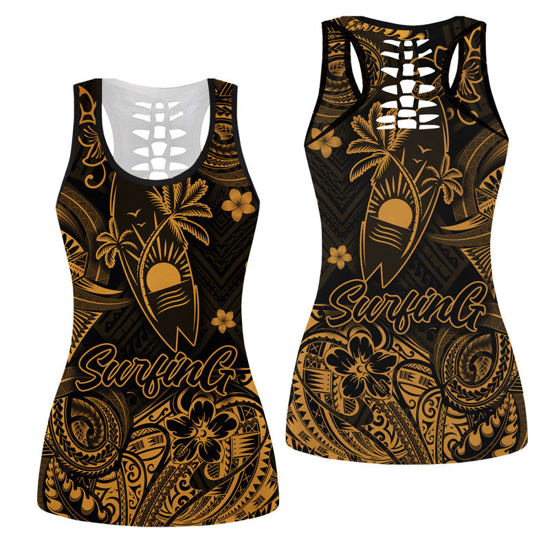 Hawaiian Surfing Polynesian Hollow Tank Top Unique Style Gold Ha38637