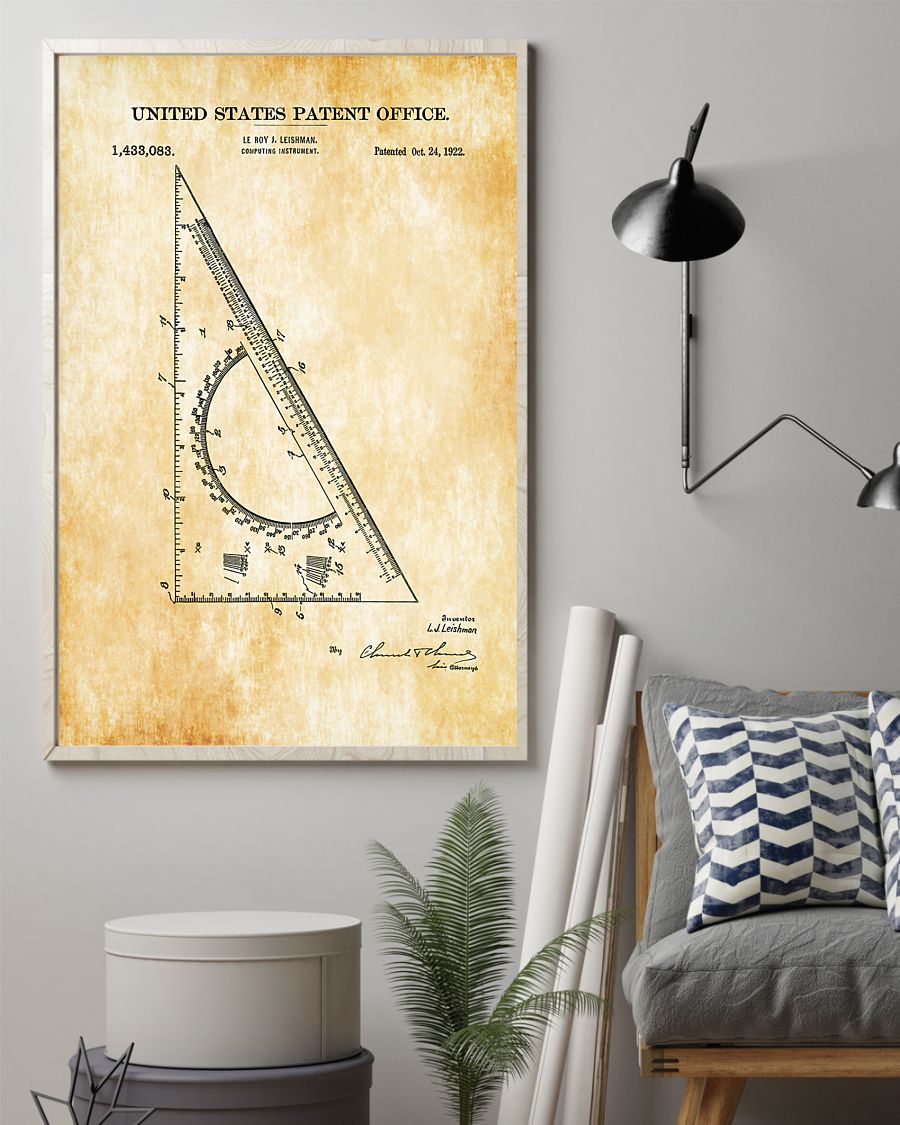 Professions Poster – Architect Drafting Triangle Patent Vertical Canvas And Poster | Wall Decor Visual Art
