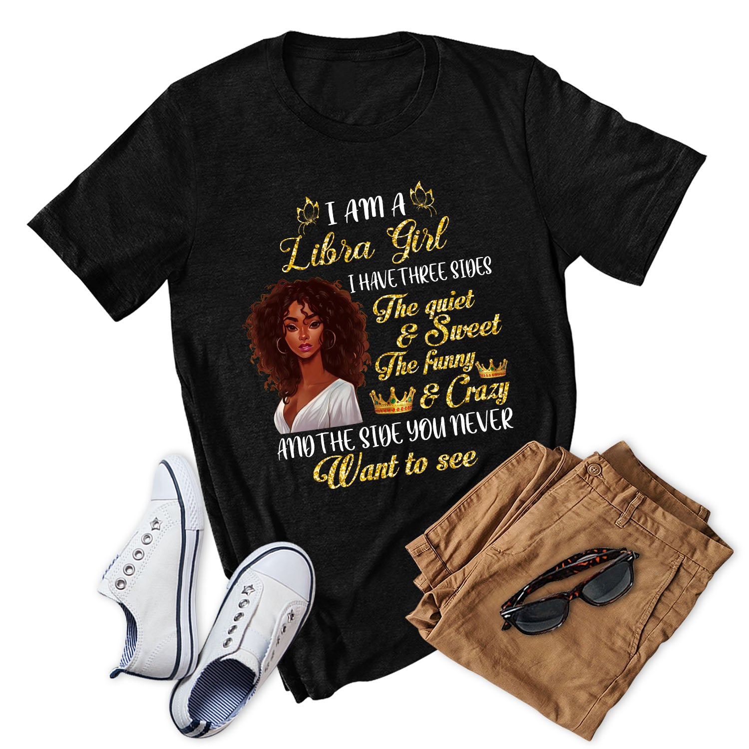 I Am A Libra Girl I Have Three Sides Black Queen Zodiac Shirt