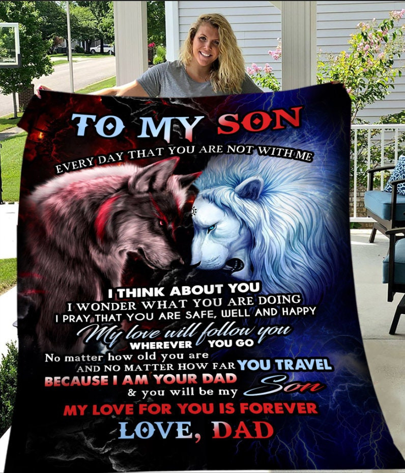 To My Son Blanket Sherpa Blanket Wolf Custom Blanket Family Matching Gift Christmas Blanket Christmas Gift Custom Blanket Gift