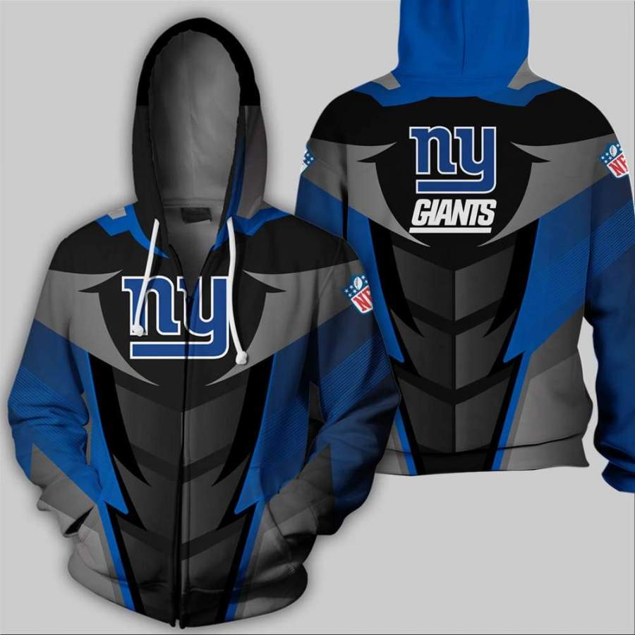 Men / Women New York Giants 3D Zipper Hoodie, New York Giants Apparel