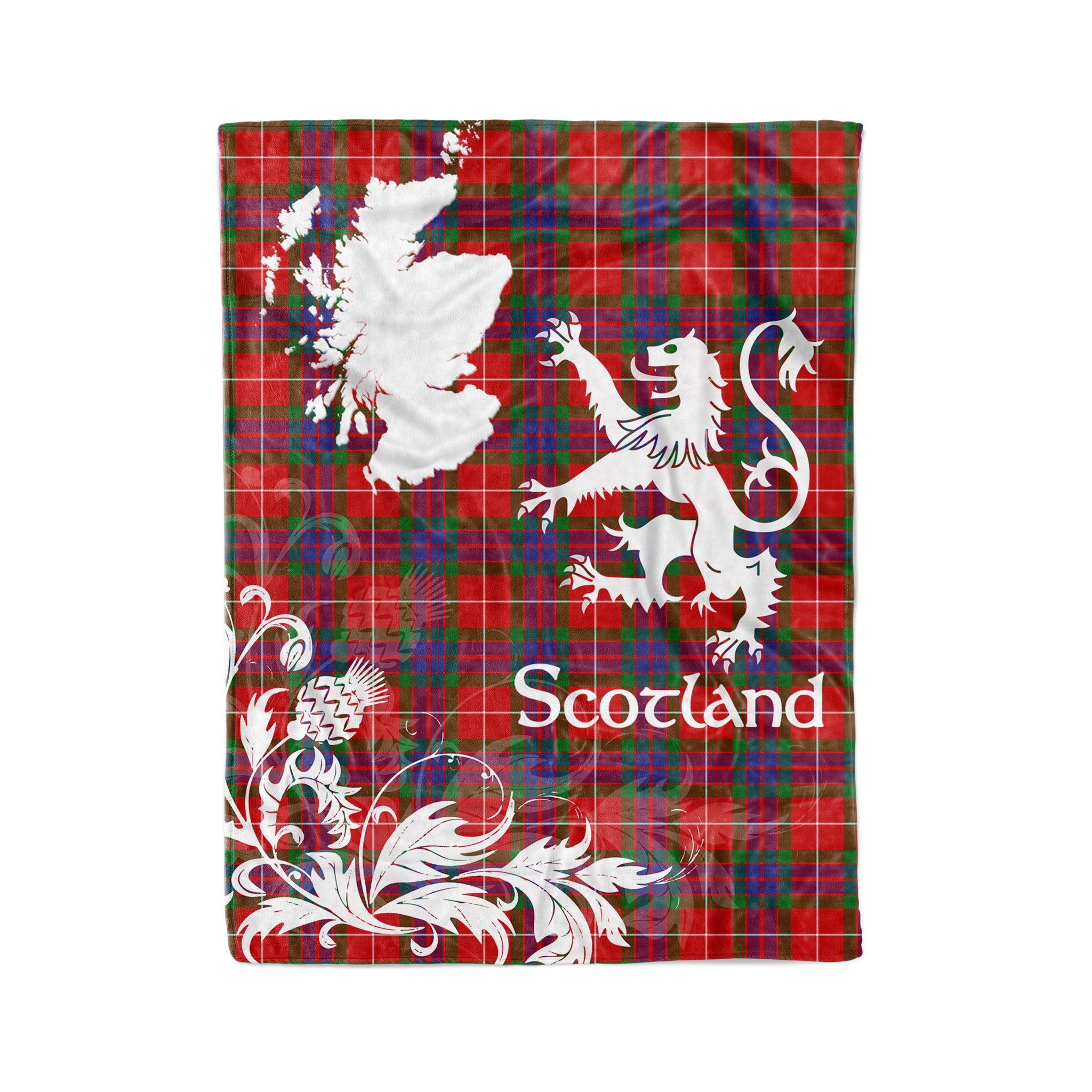 Tartan Plaid Fleece Blanket Tartan Blanket Thistle And Lion Scottish Clan Fraser Plaid Blanket