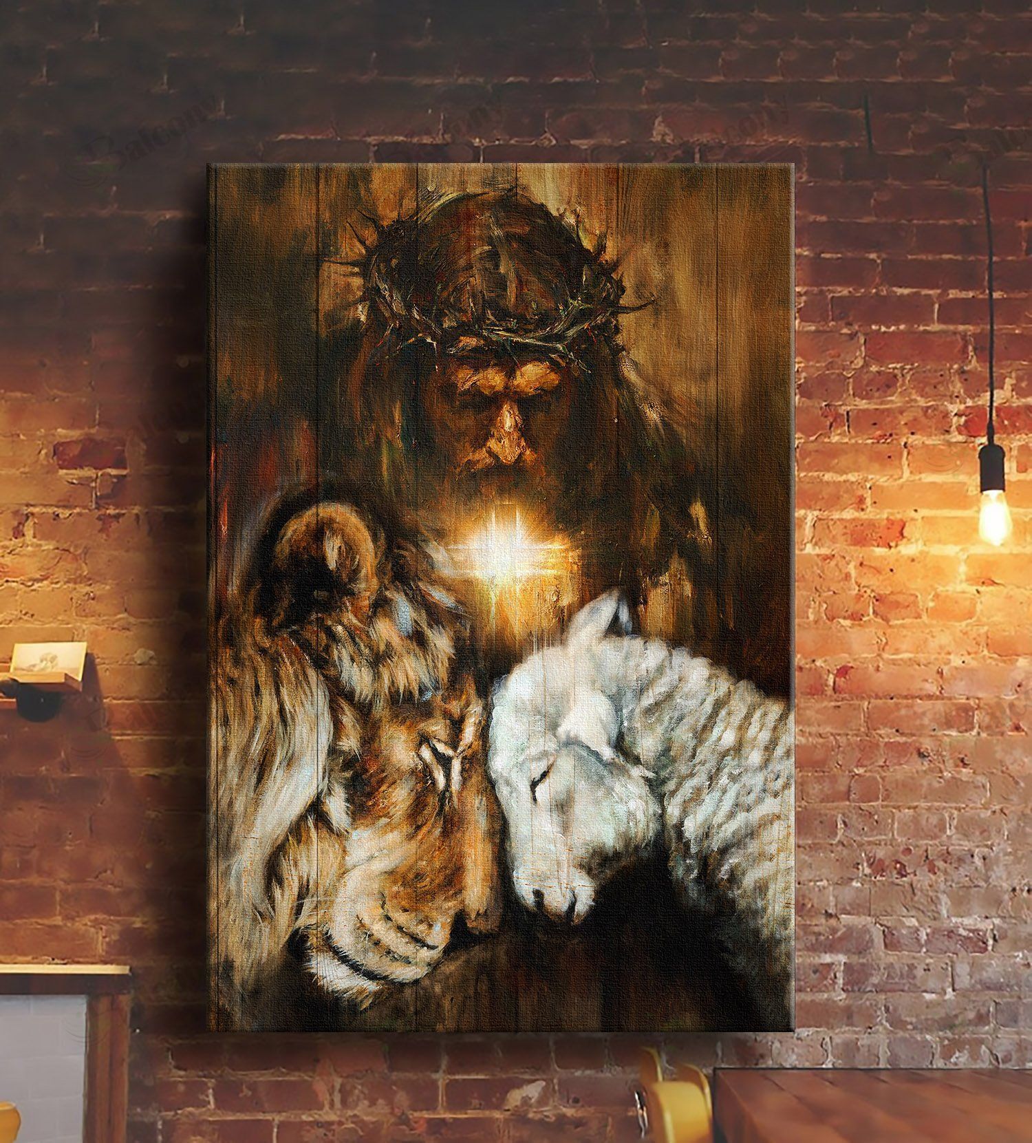 Jesus – Great Tiger And Lamb Canvas And Poster 111