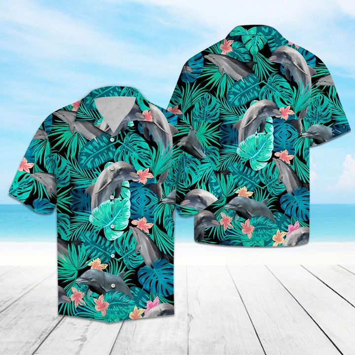 Awesome Dolphin Tropical Hawaiian Shirt Summer Button Up For Men, Women, Couple