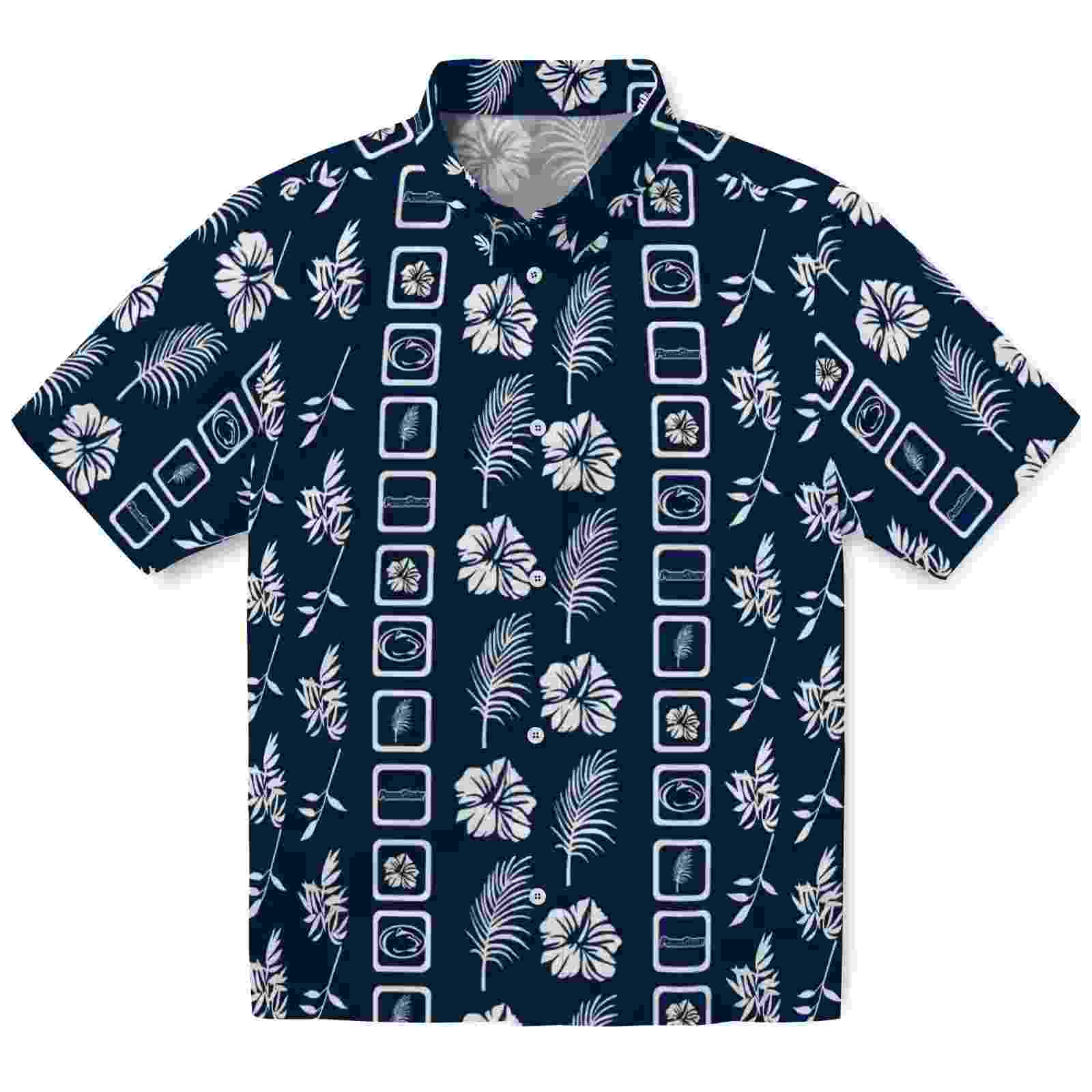 Penn State Nittany Lions Framed Floral Blue Hawaiian Shirt