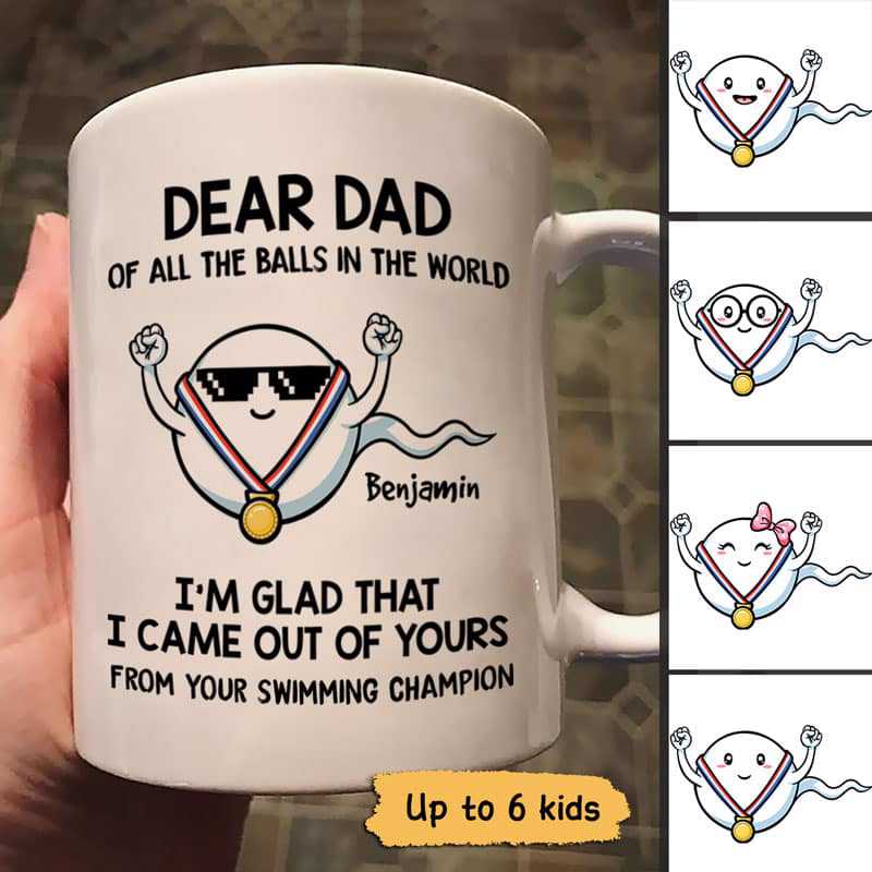 Dear Dad Swimming Champions Little Cute Kids Funny Father‘S Day Gift Personalized Mug