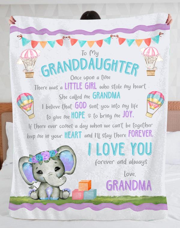 To My Granddaughter Fleece Blanket, Gift For Granddaughter From Grandma Elephant Blanket, Birthday Gift For Granddaughter