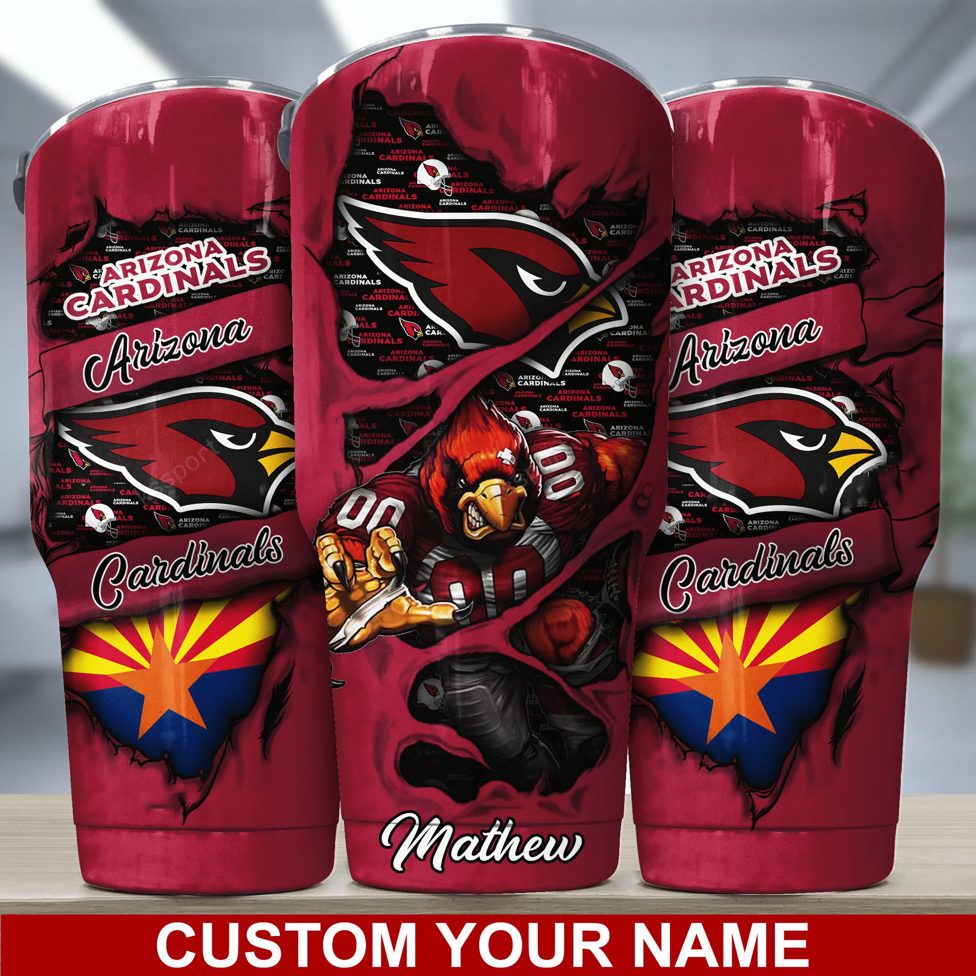 Arizona Cardinals Custom Name Tumbler Bg221