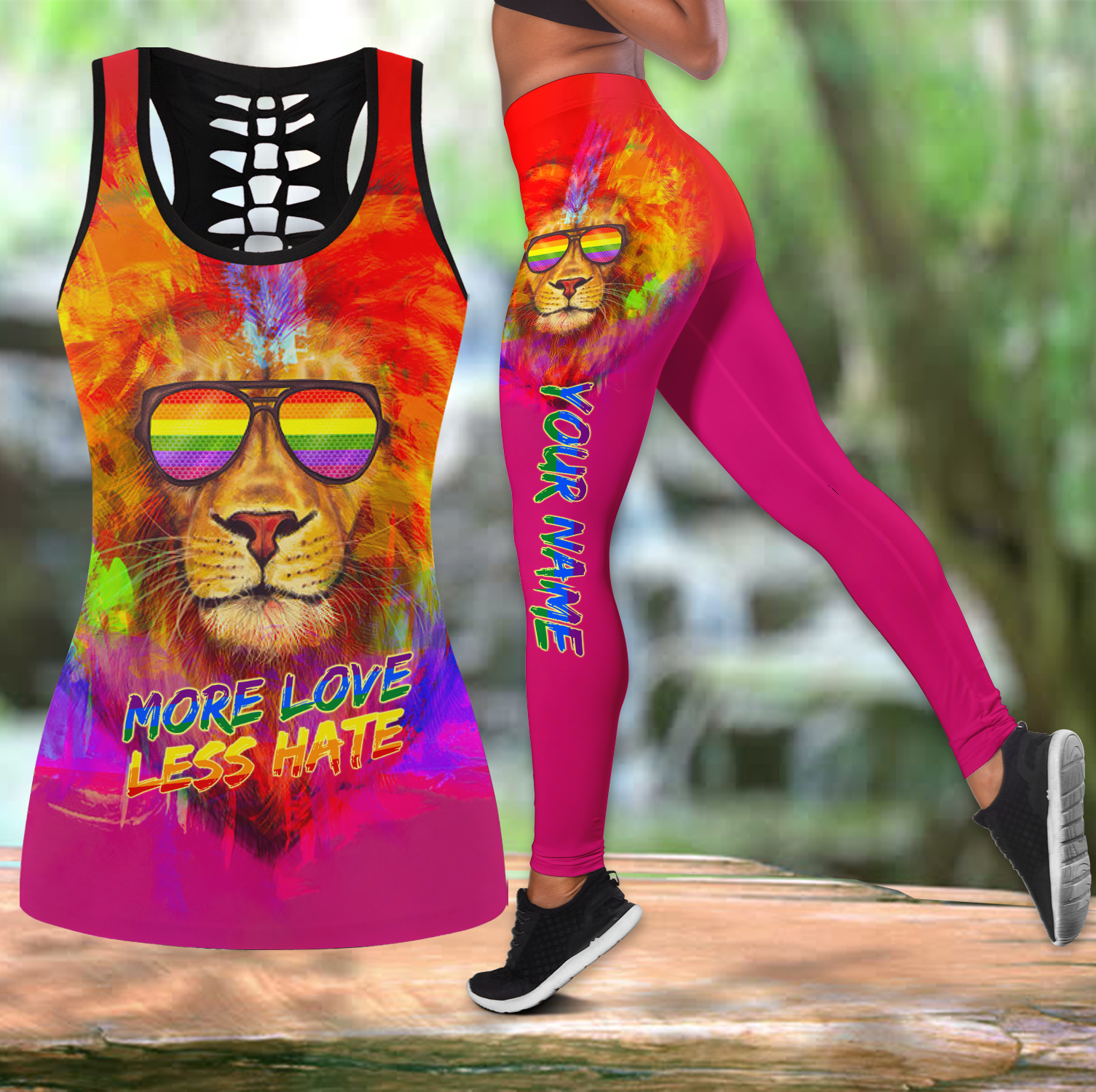 Tmarc Tee Personalized Lgbt Lion More Love Less Hate Pride 2022 3D Combo Tanktop +Leggings