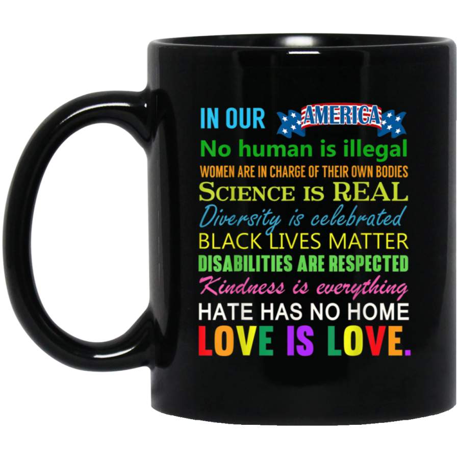 Science Is Real Black Lives Matter Gay Pride Kindness Black Mugs